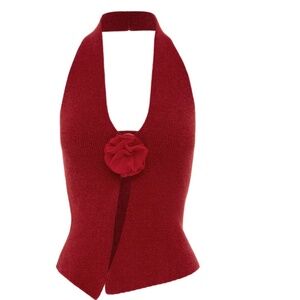 With Jean Rose Top Red Size Small NWT